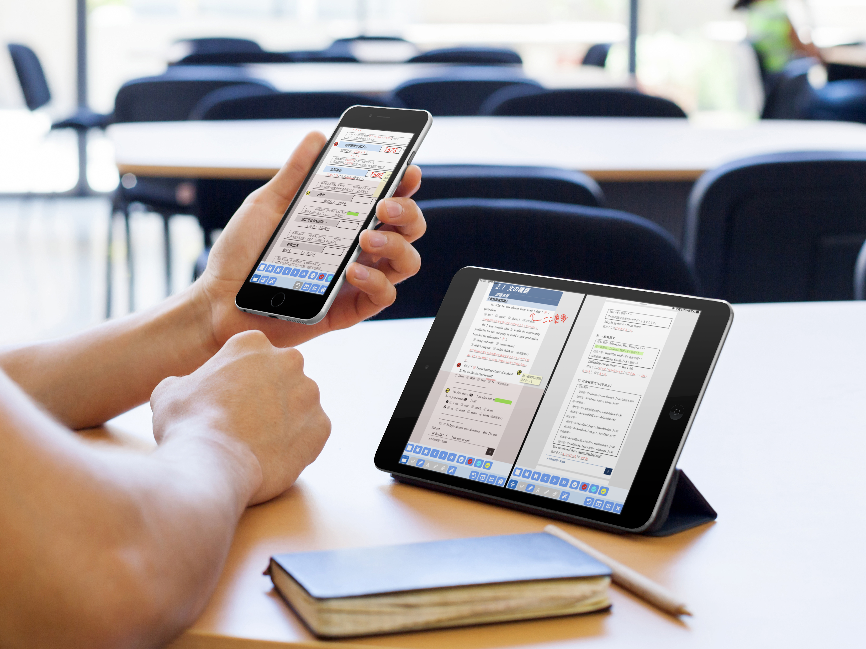female-student-at-a-library-using-an-iphone-6-and-an-ipad-mockup-a5668.png